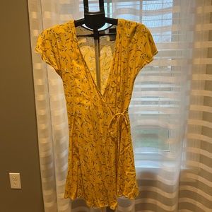 Yellow wrap dress